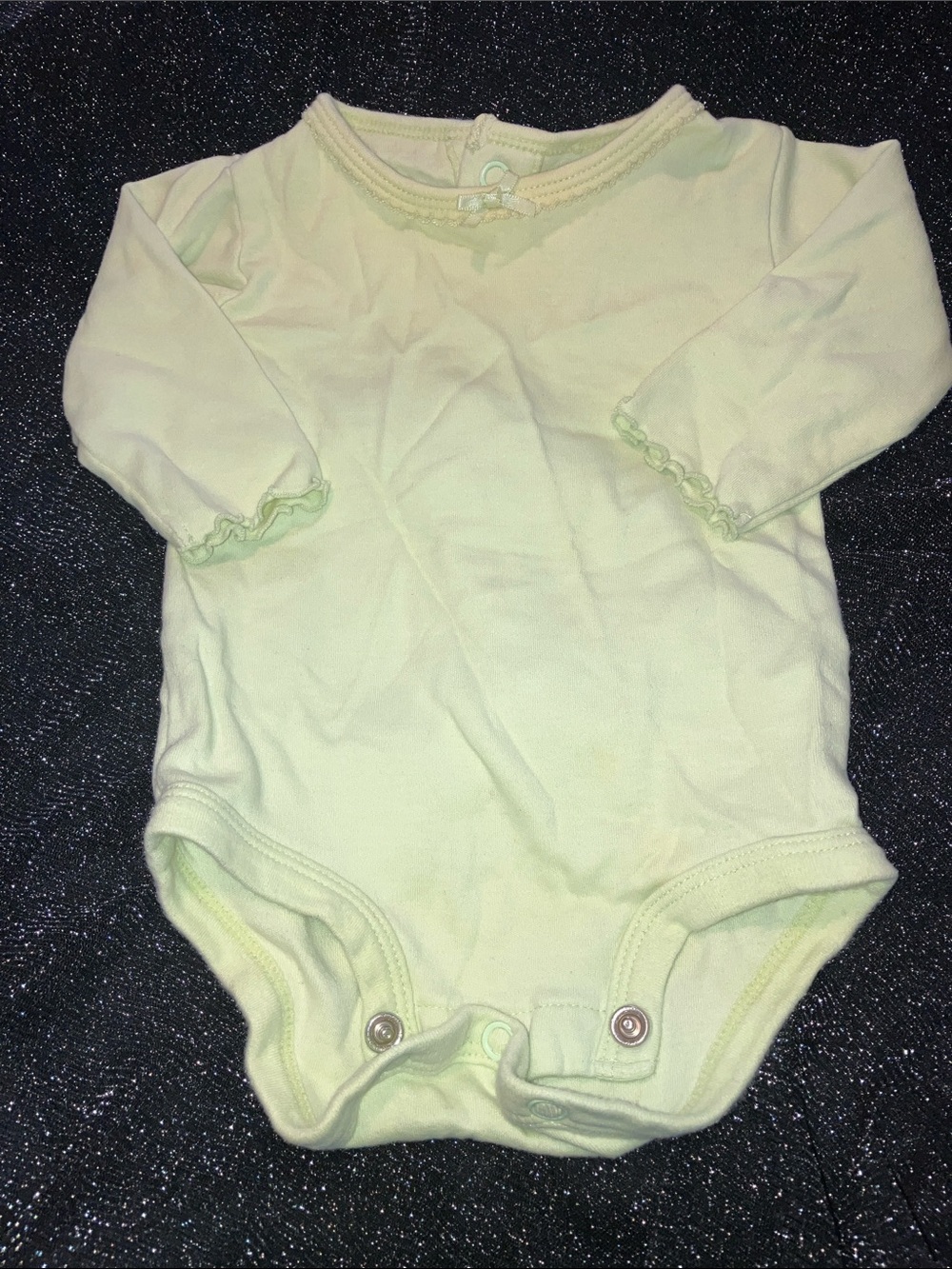 3/$15 Carter's Long-Sleeve Pale Yellow- Green Baby One-Piece Bodysuit